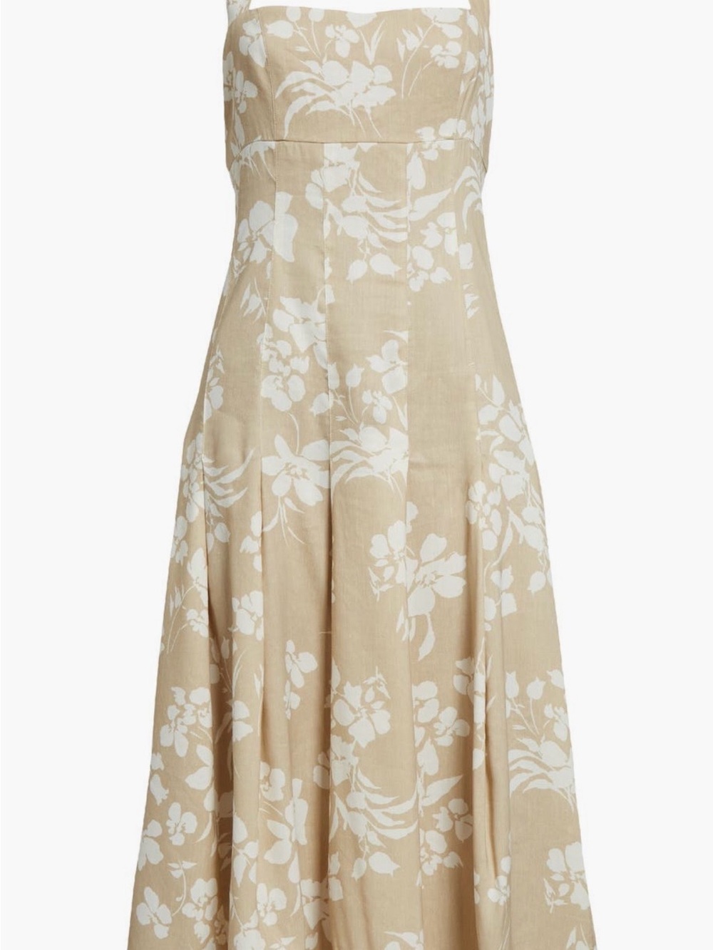 Veronica Beard Amelia Beige and White Floral Halter Midi Dress new without tags